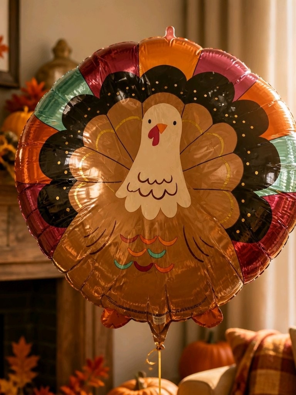 Thanksgiving Turkey Foil Balloons Qty 2 - Brown & Multicolor
